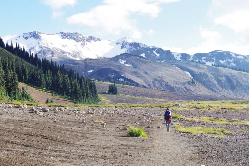 The vast open landscapes beyond Helm Creek, and approaching Panorama Ridge.