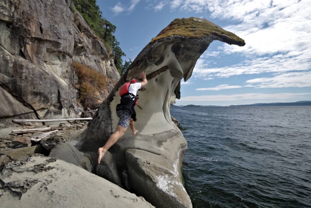 Wave like rock formations along the inner coast of Galiano Island.