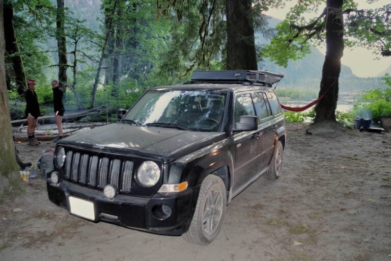 Seb's Jeep parked with plenty of space at High Falls Creek campground